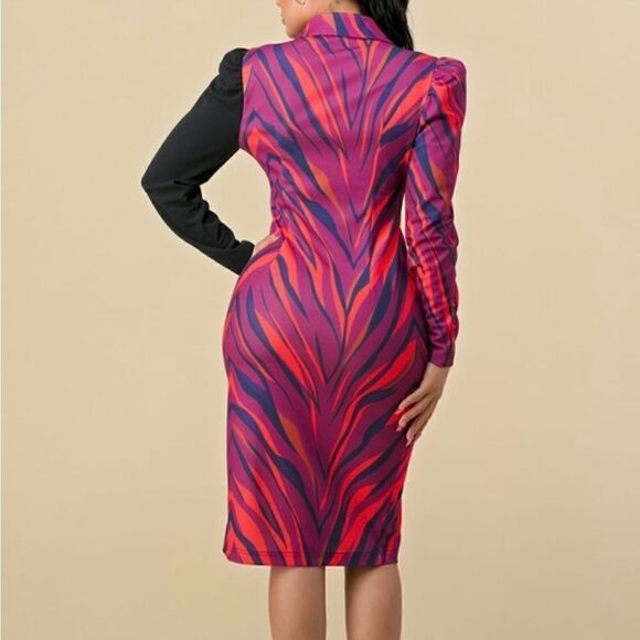 Color block  button down midi dress - Picture 4 of 13